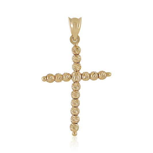 9ct Yellow Gold Bead Design Cross Pendant