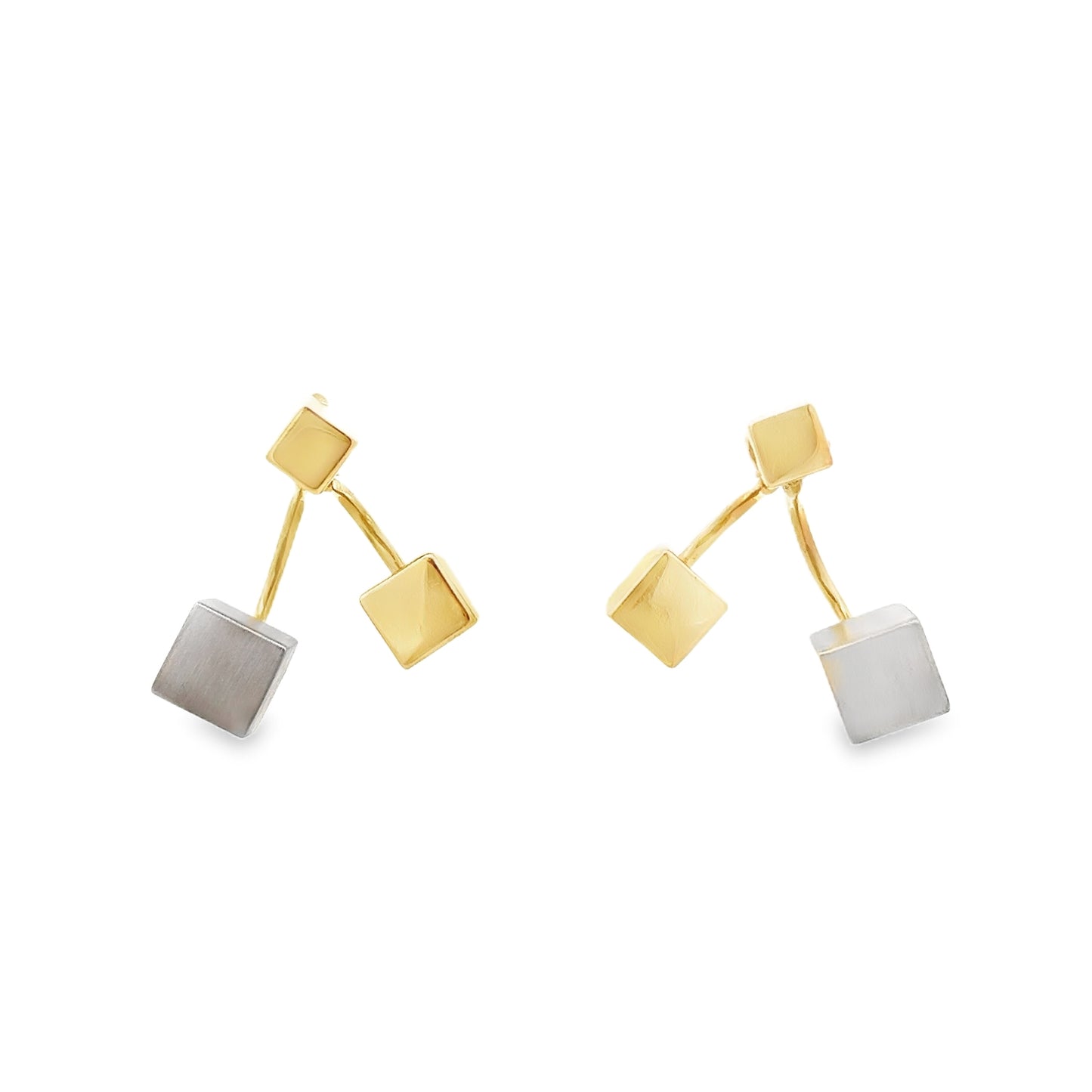 14ct Gold Mixed Metal Geometric Earrings