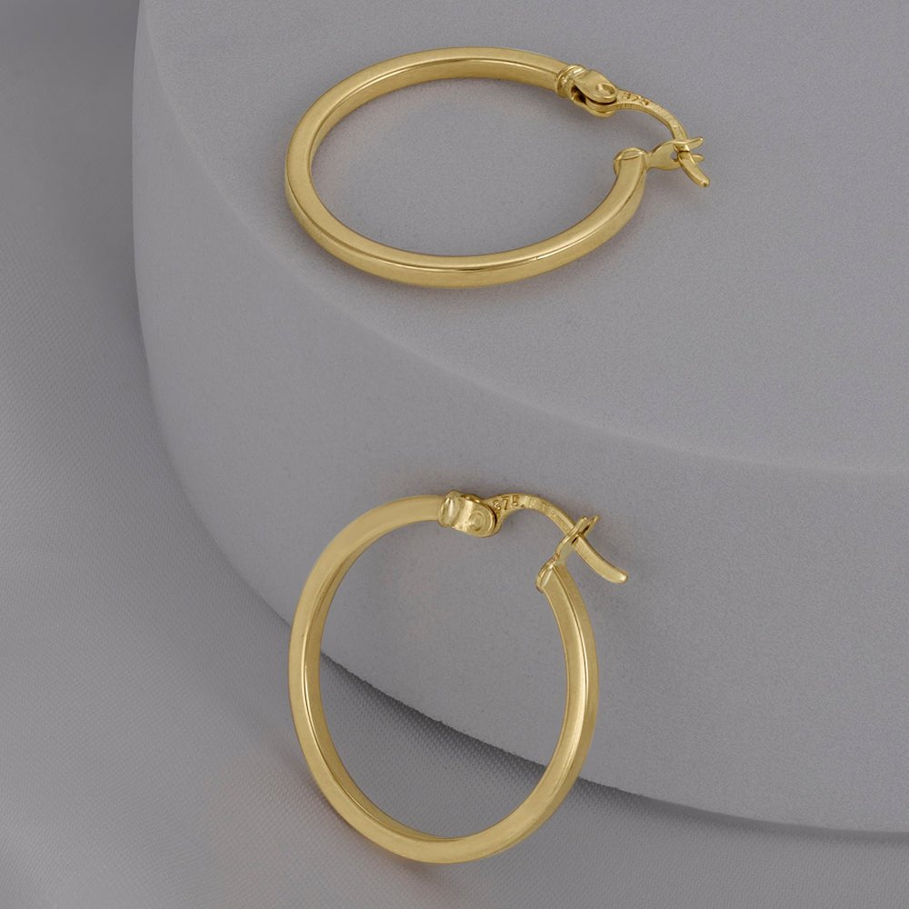 9ct Solid Yellow Gold Plain Hoop Earrings ERV0038M