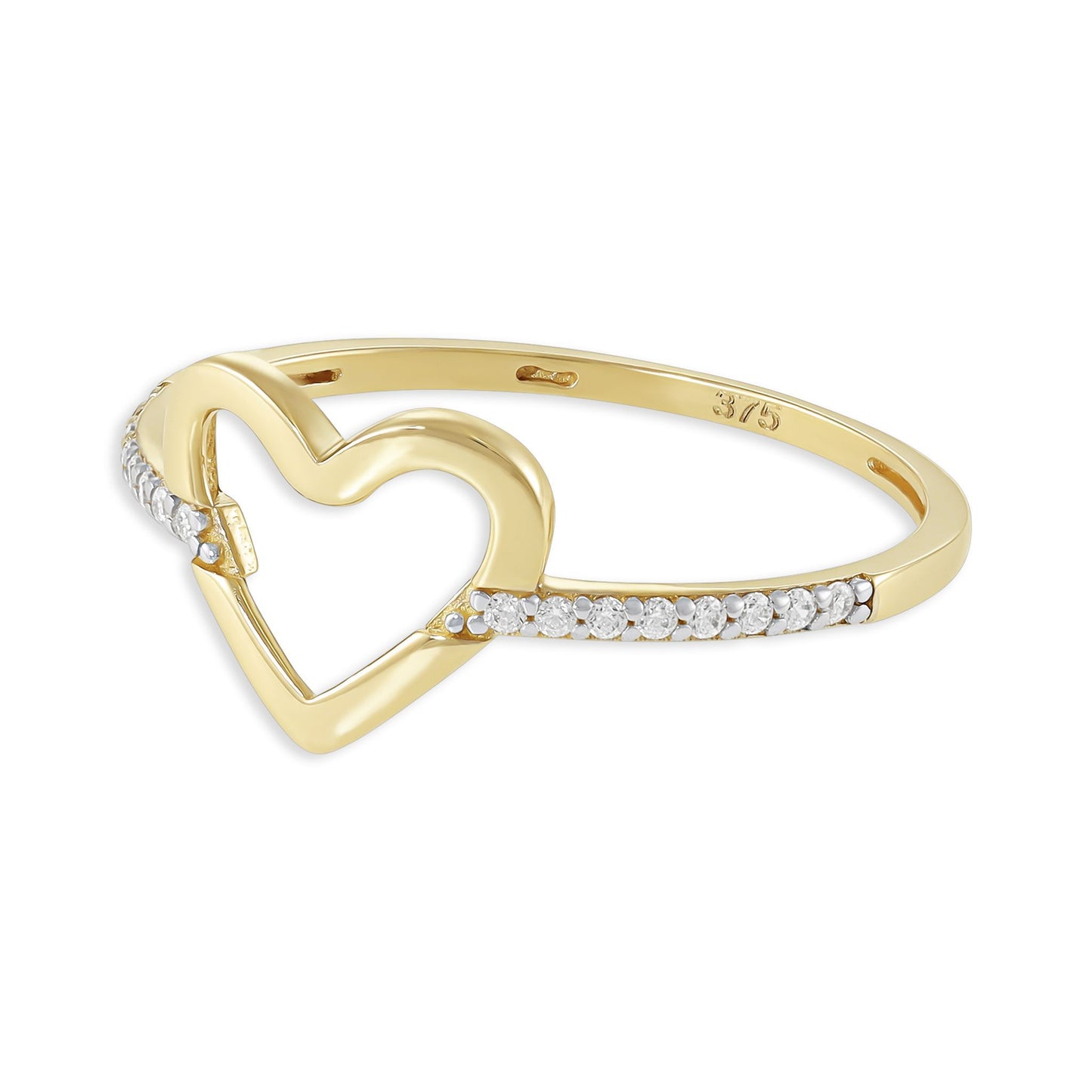 9ct Yellow Gold Cubic Zirconia Heart Ring