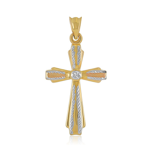 9ct Yellow and White Gold Cross Pendant