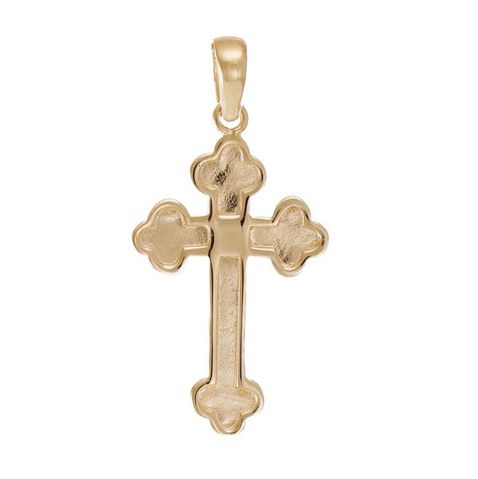 9ct Yellow  Gold Orthodox Patterned Crucifix Cross Pendant