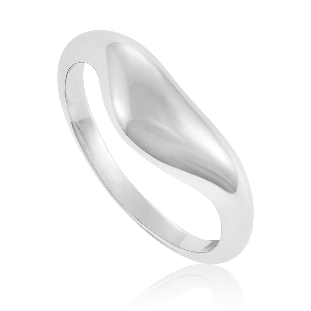 Sterling Silver Rhodium Plated Small Wave Ring SRN1005