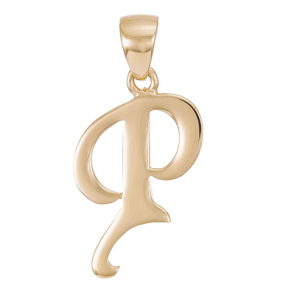 9ct Solid Gold Initial Pendant Letter P - 17mm PD60002-9Y-P