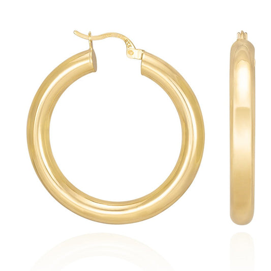 9ct Solid Yellow Gold Plain Hoop Earrings ERV0033M