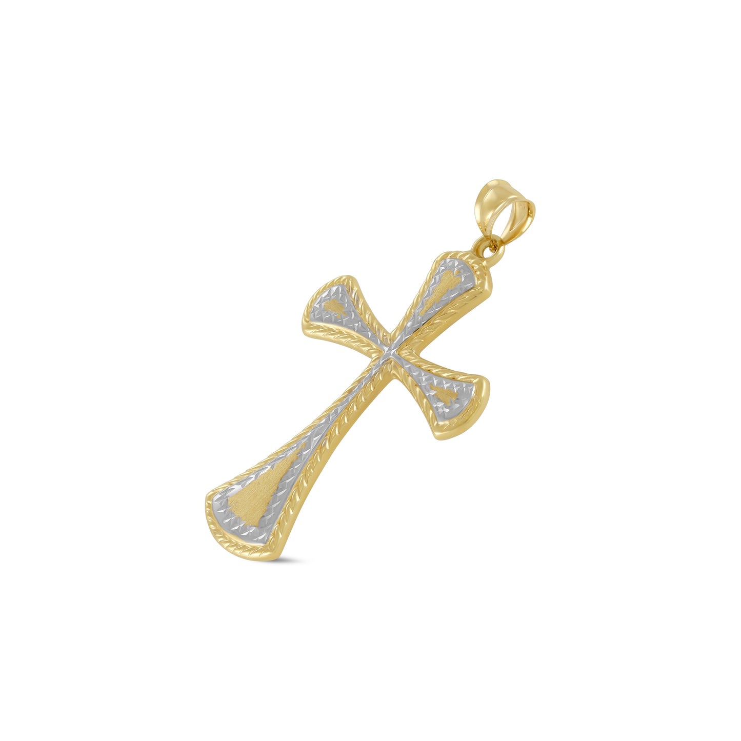 9ct Yellow and White Gold Flared Cross Pendant