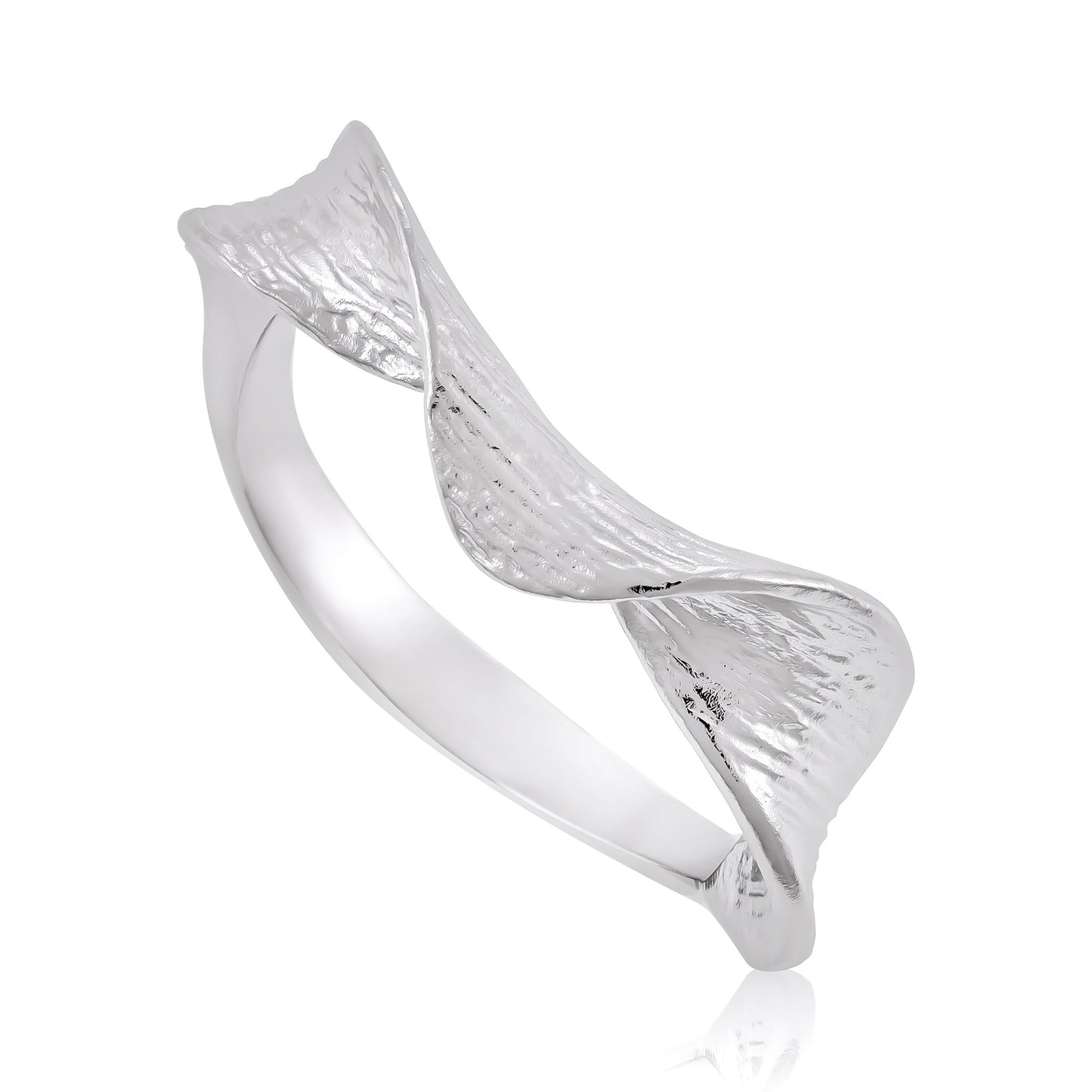 925 Sterling Silver Rhodium Plated Twisted Ring SRN3013