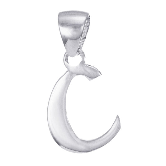 9ct Solid White Gold Initial Pendant Letter C - 16mm PD60003-9W-C