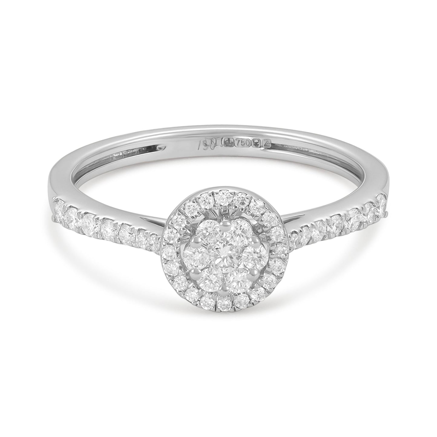 18ct Round Diamond Halo Engagement Ring