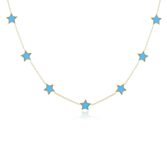 925 sterling silver blue star necklace PNK8001-B