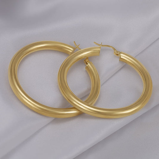 9ct Solid Yellow Gold Plain Hoop Earrings ERV0033L