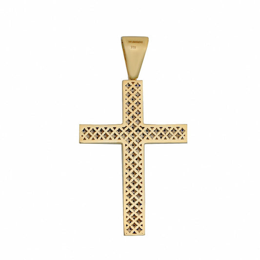 9ct Solid Yellow Gold Blue Cross Pendant HPP0139