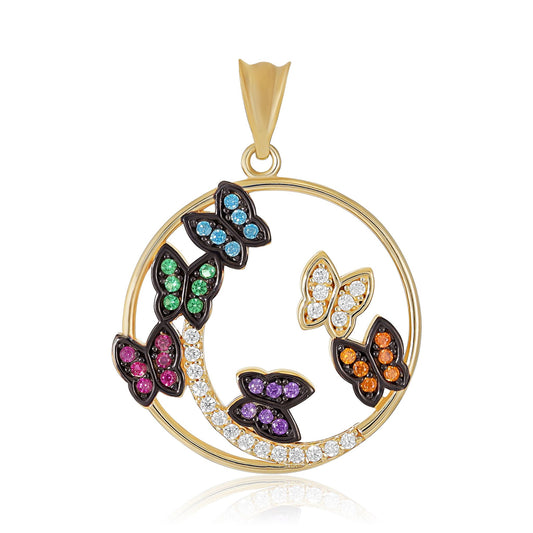 9ct Yellow Gold Cubic Zirconia Butterfly Pendant