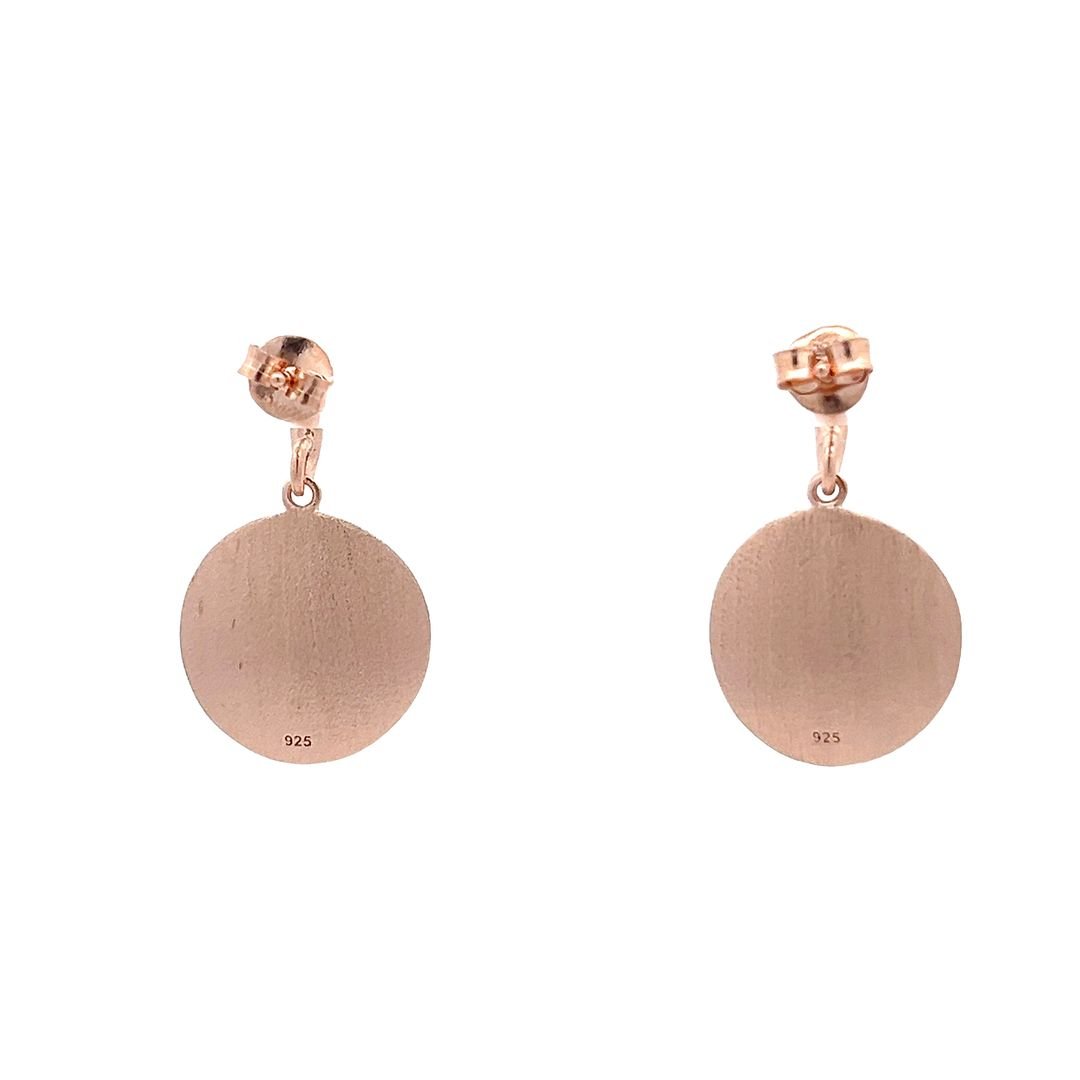 18ct Rose Gold 1 Micron Plated Silver Hammered Disc Earrings