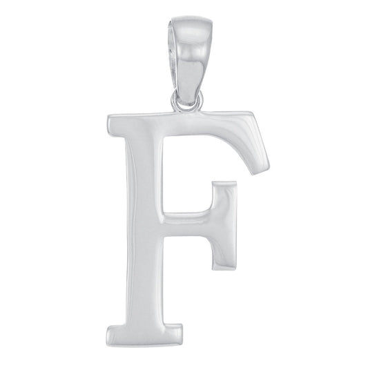 9ct White Gold Initial Pendant Letter F