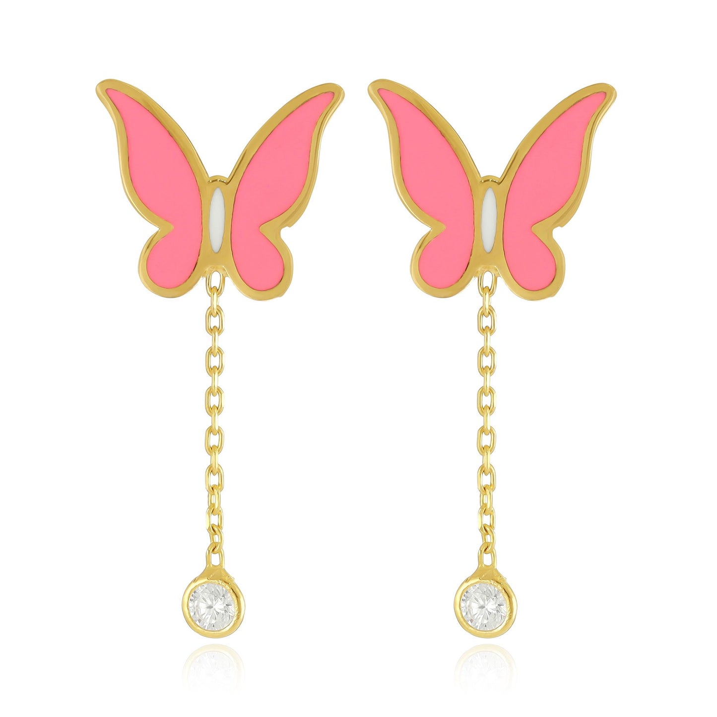 925 sterling silver pink butterfly earrings PER8006-P