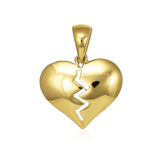 9ct Yellow Gold Broken Heart Pendant