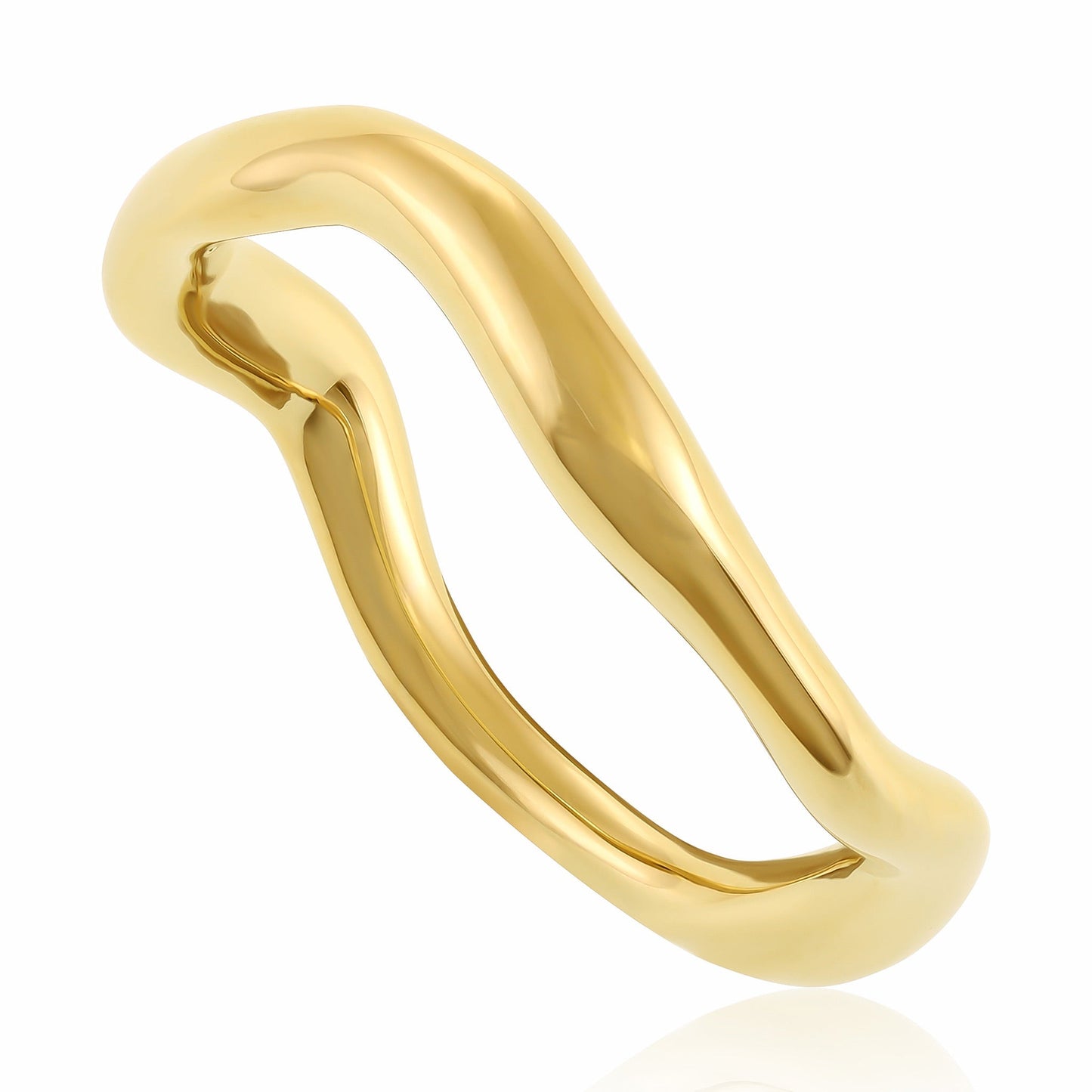 18ct Solid 1 Micron Gold Plated Silver Wavy Ring PRN3007