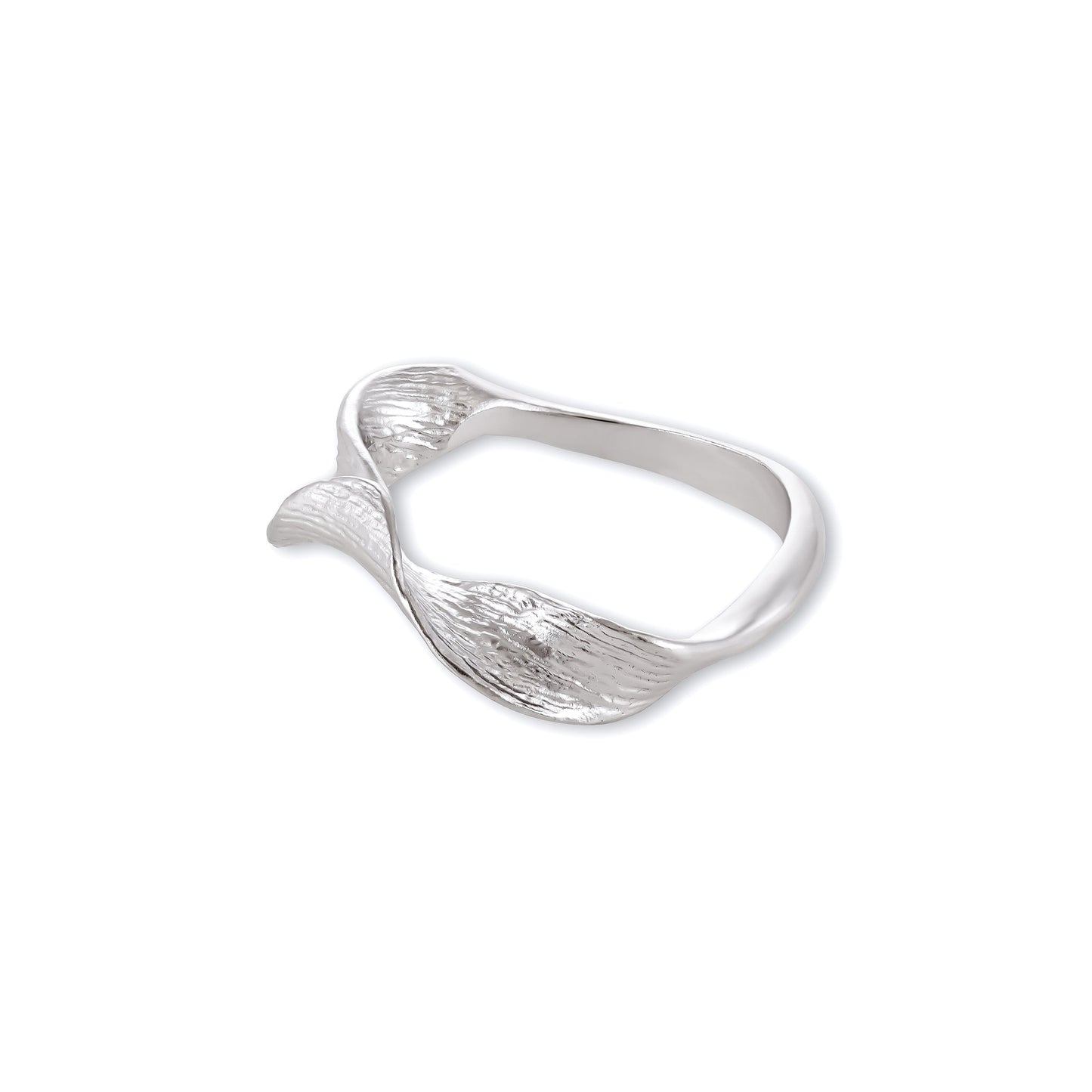 925 Sterling Silver Rhodium Plated Twisted Ring SRN3013