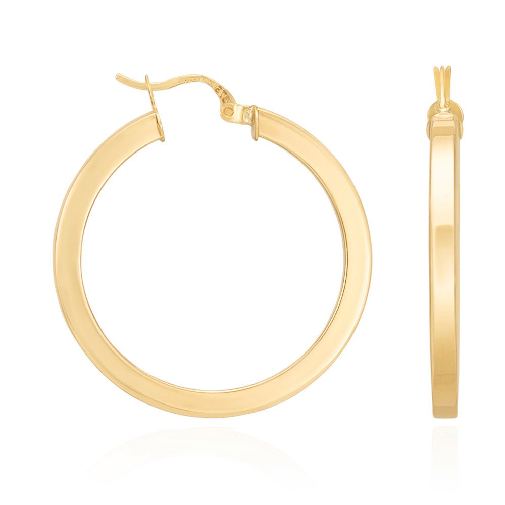 9ct Solid Yellow Gold Plain Hoop Earrings ERV0053L