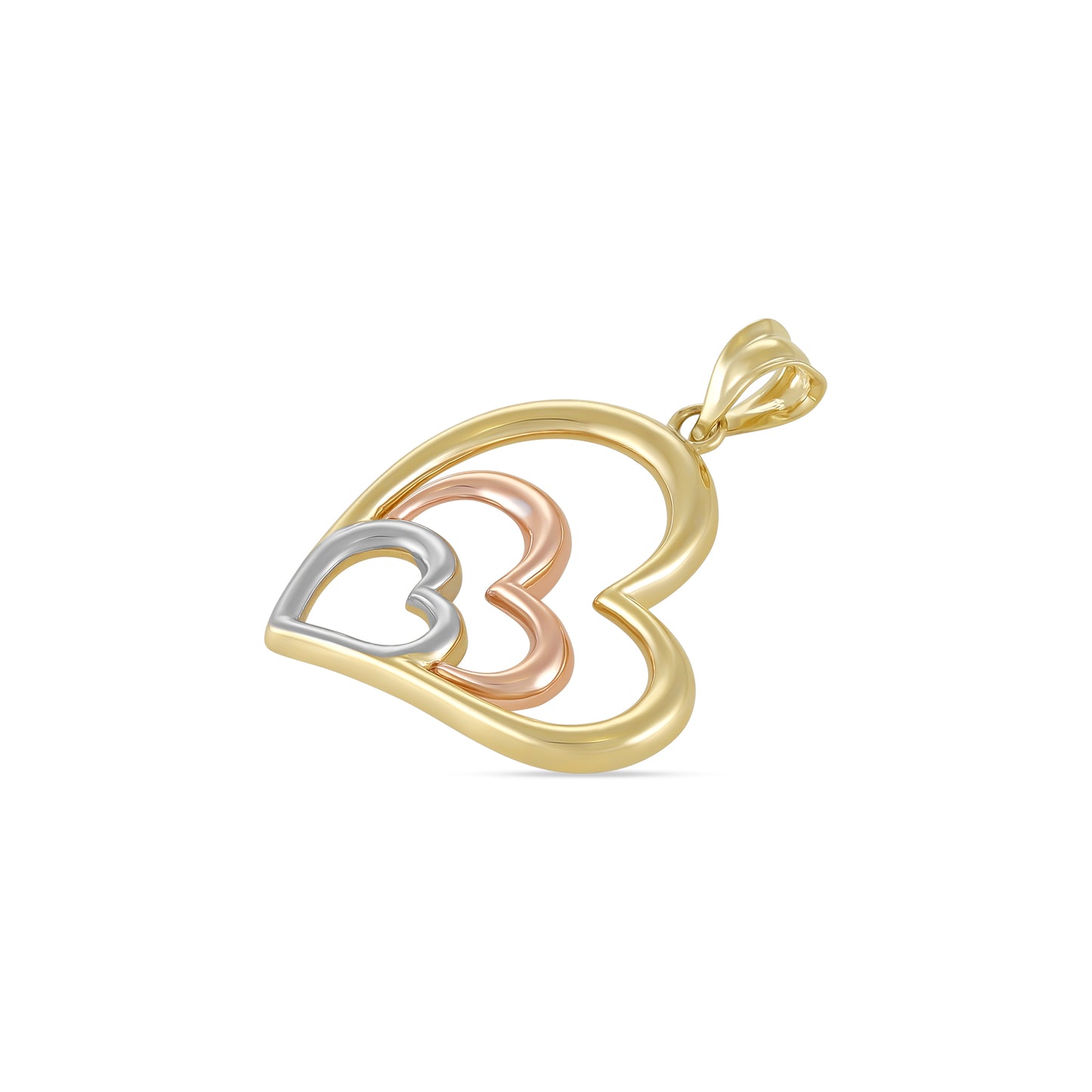 9ct Gold Tri Colour Triple Heart Pendant