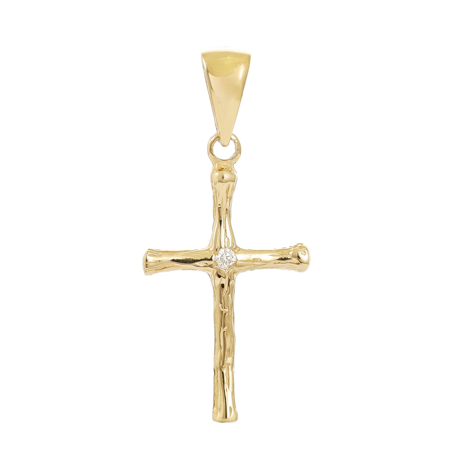 14ct Yellow Gold Cubic Zirconia Detail Cross