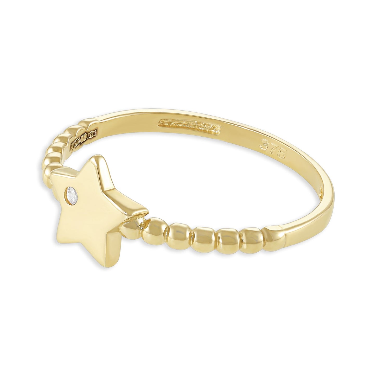 9ct Yellow Gold Cubic Zirconia Star Ring