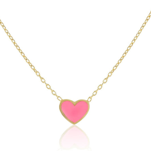 925 sterling silver pink heart necklace PNK8003-P