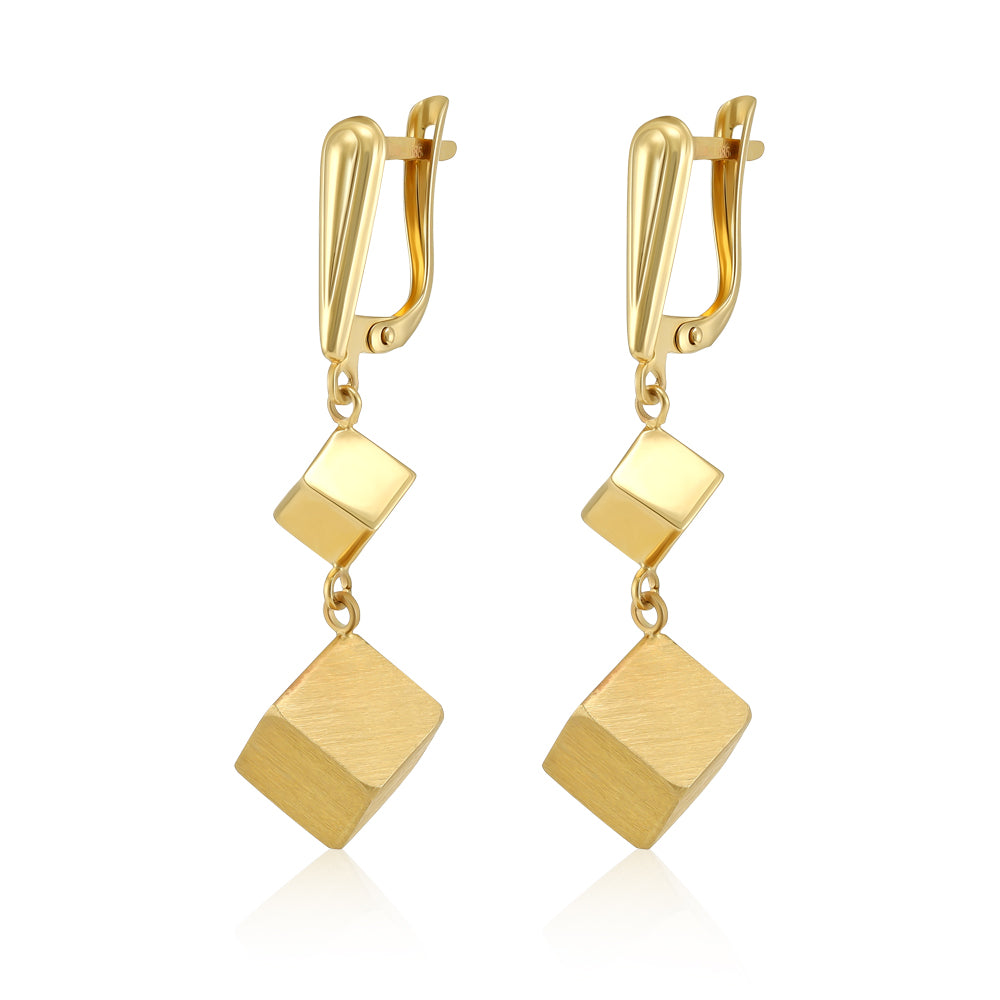 14ct Yellow Gold Fancy Geometric Shape Earrings