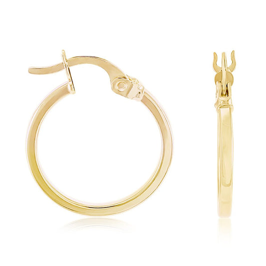 9ct Solid Yellow Gold Plain Hoop Earrings ERV0038S