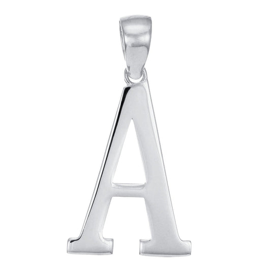 9ct Solid White Gold Initial Pendant Letter A - 32mm PD60001-9W-A