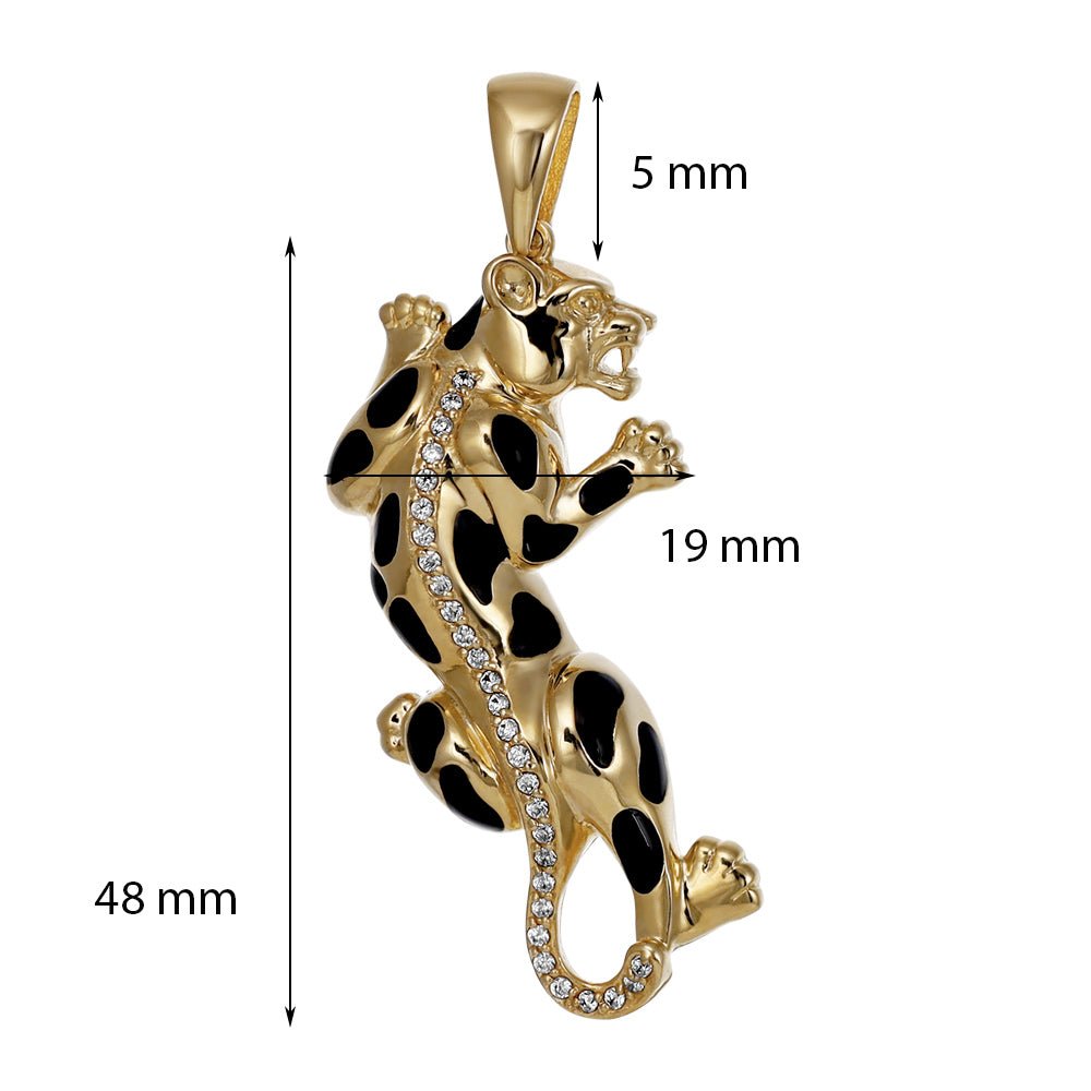 9ct Solid Yellow Gold Cubic Zirconia Leopard Animals PD60-9-4-11