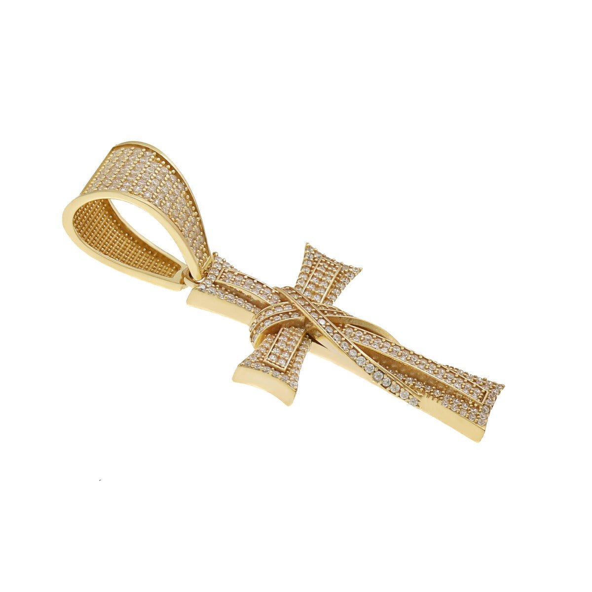 9ct Solid Yellow Gold Cubic Zirconia Crosses 54mm HPP0164