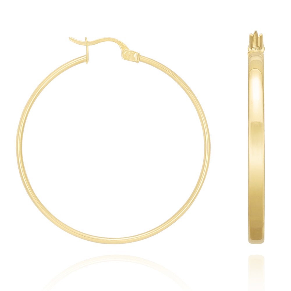 9ct Solid Yellow Gold Plain Hoop Earrings ERV0112L