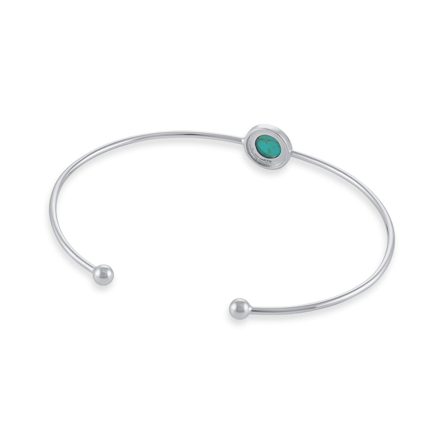 Silver rhodium plated bangle with rec turquoise stone SBN6001.TQ