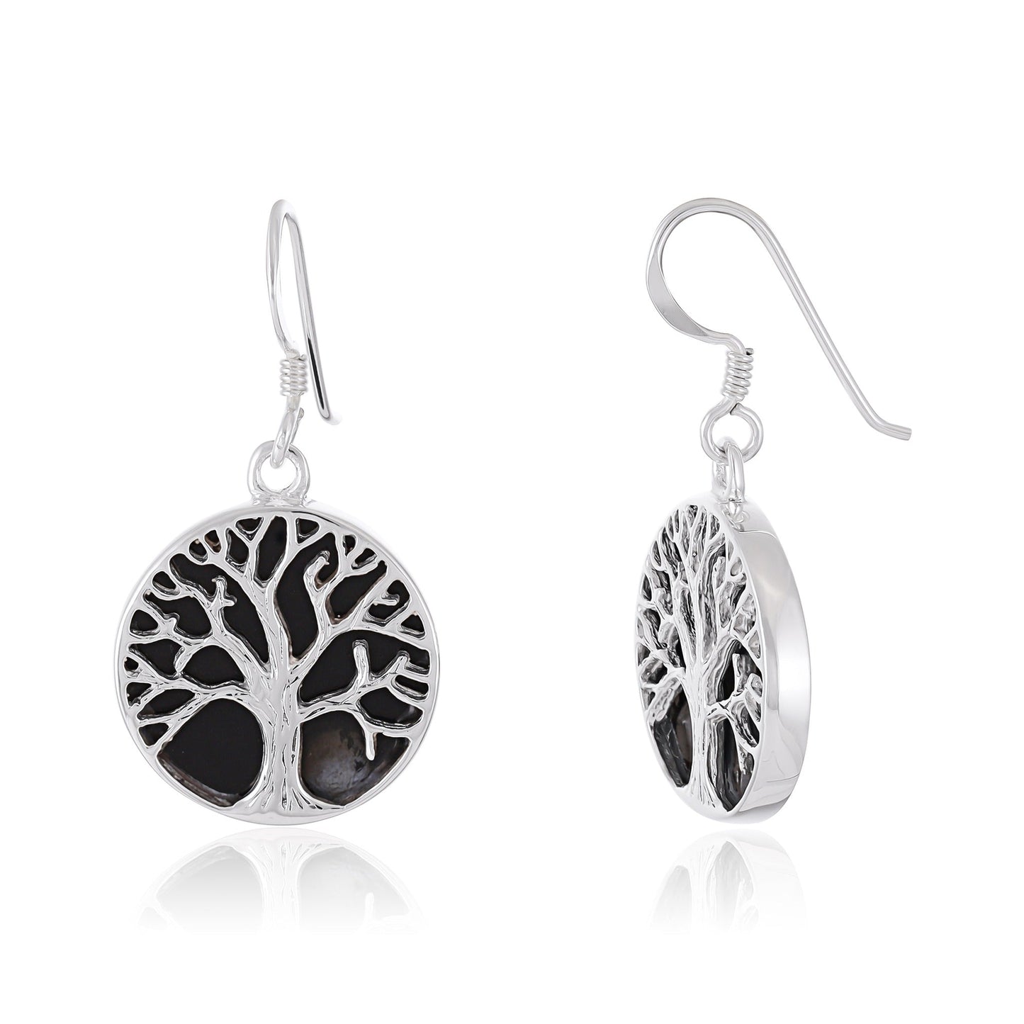 Sterling Silver Abalone Shell Tree Of Life Earrings SER4031