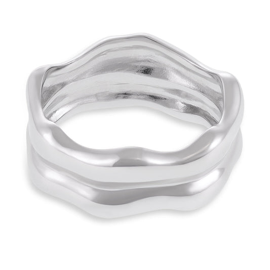 925 Sterling Silver Rhodium Plated Double Twist Ring SRN1002