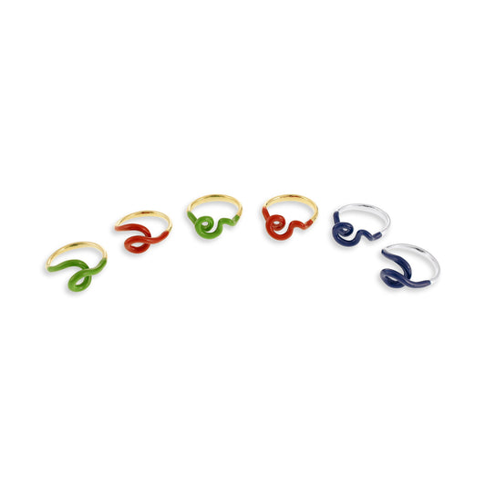 Sterling Silver Rhodium Plated Enamel Twist Ring PRN3003B