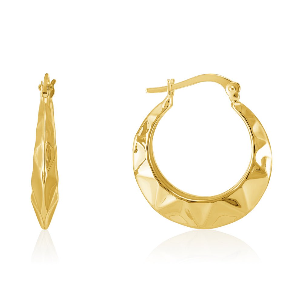 18ct Yellow Gold Faceted Creole Earrings