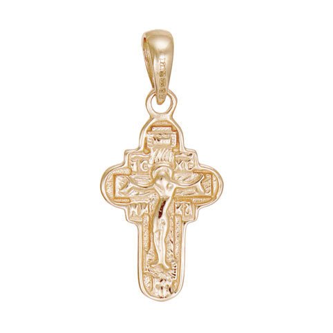 9ct Yellow Gold Orthodox Patterned Design Cross Pendant