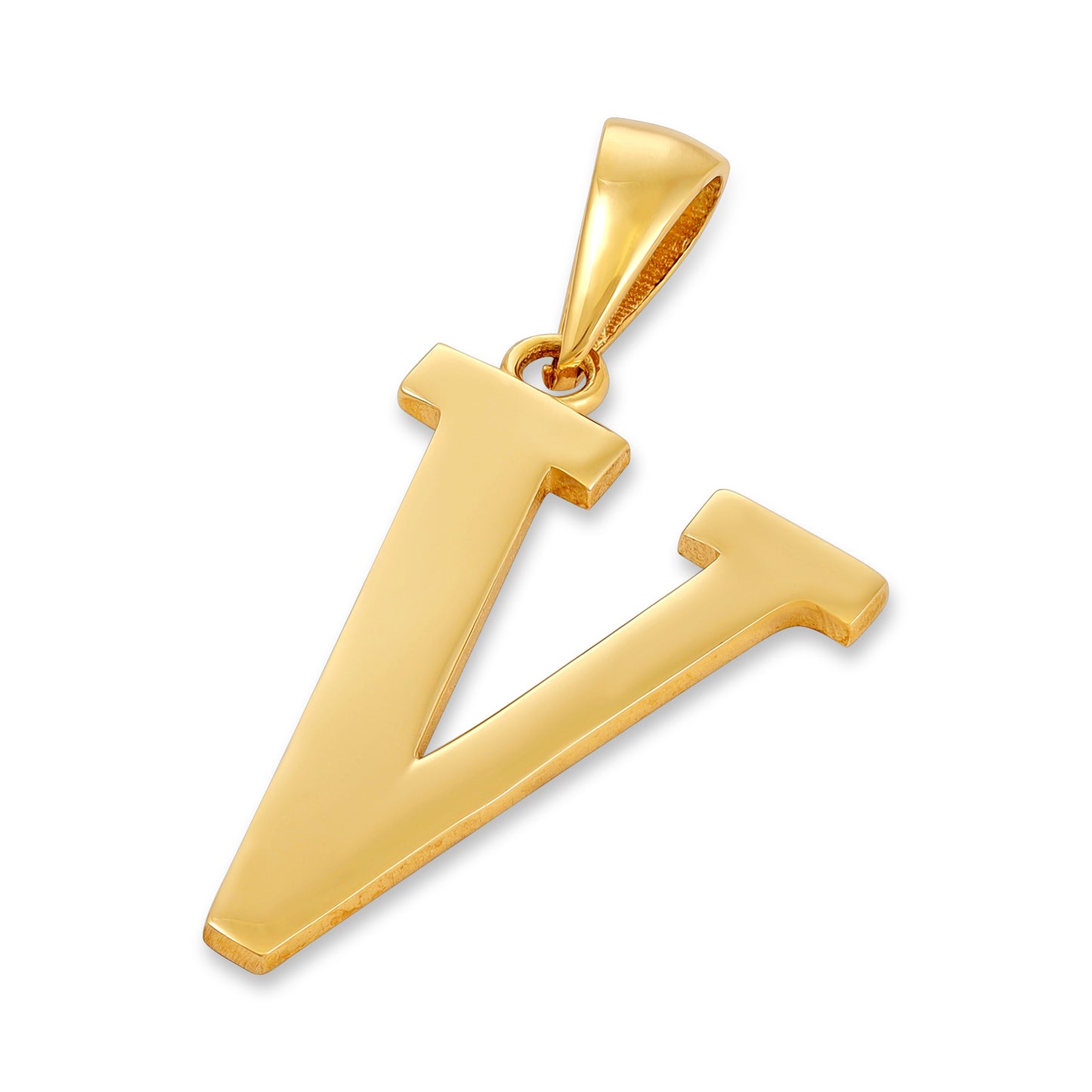 14ct Yellow Gold Initial Letter V Pendant