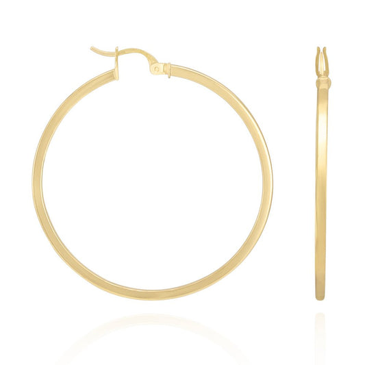 9ct Solid Yellow Gold Plain Hoop Earrings ERV0048L