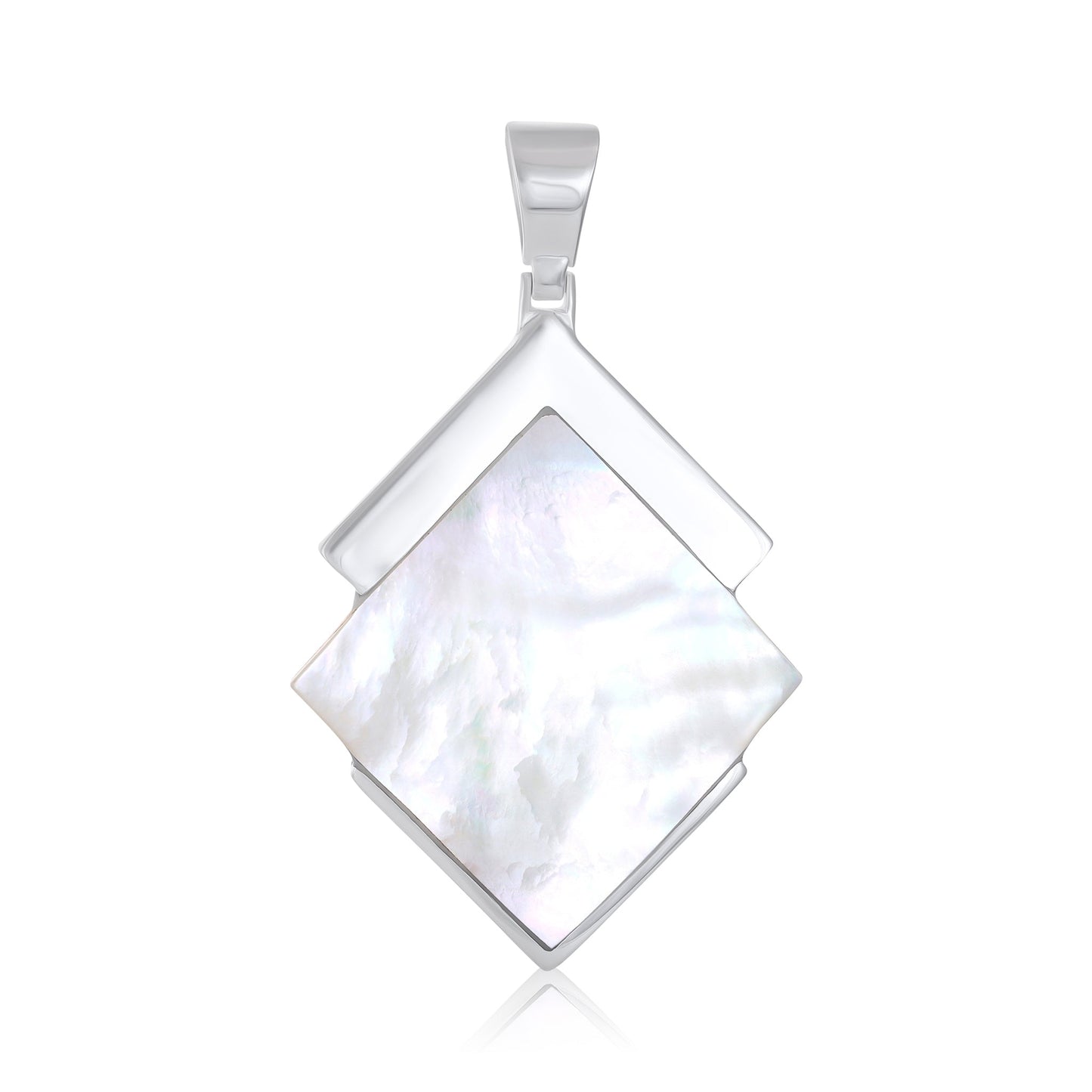 Sterling Silver Diamond-shaped Shell Pendant SPD4020