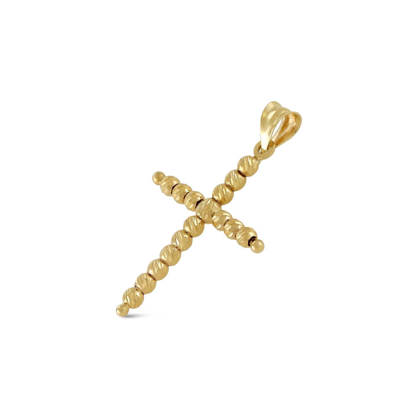 9ct Yellow Gold Bead Design Cross Pendant