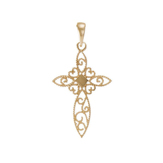 14ct Yellow Gold Creative Patterned Cross Pendant