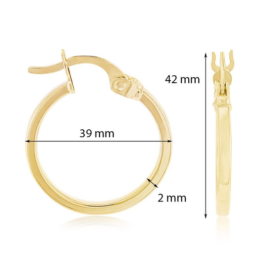 9ct Solid Yellow Gold Greek Key Hoop Earrings ERV0222L