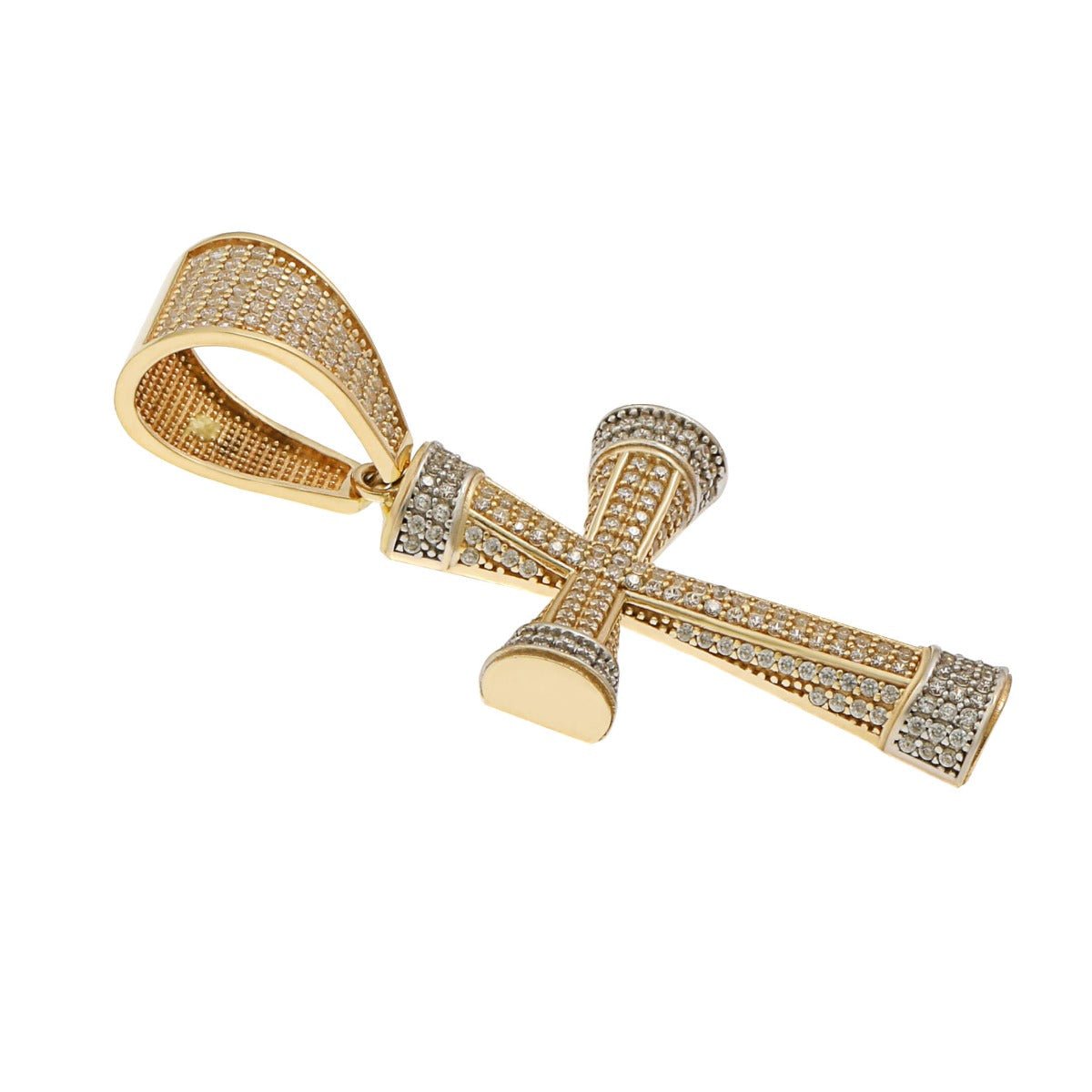 9ct Gold Hollow Cross Pendant with Cubic Zirconia 40.39mm HPP0148