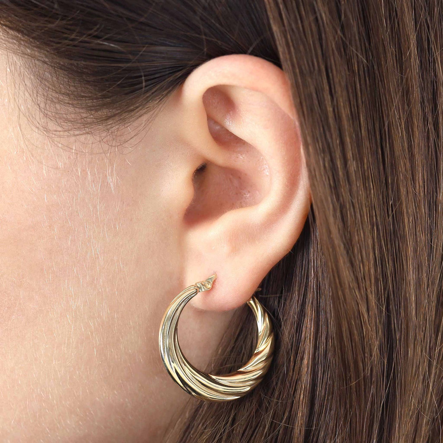 9ct Yellow Gold Pattern Hoop Earrings