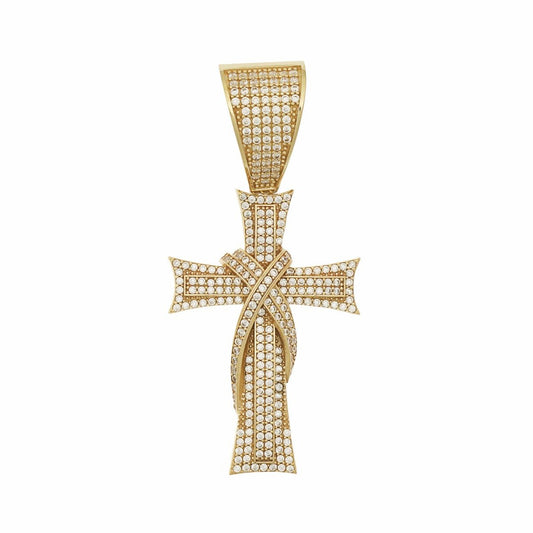 9ct Solid Yellow Gold Cubic Zirconia Crosses 54mm HPP0164