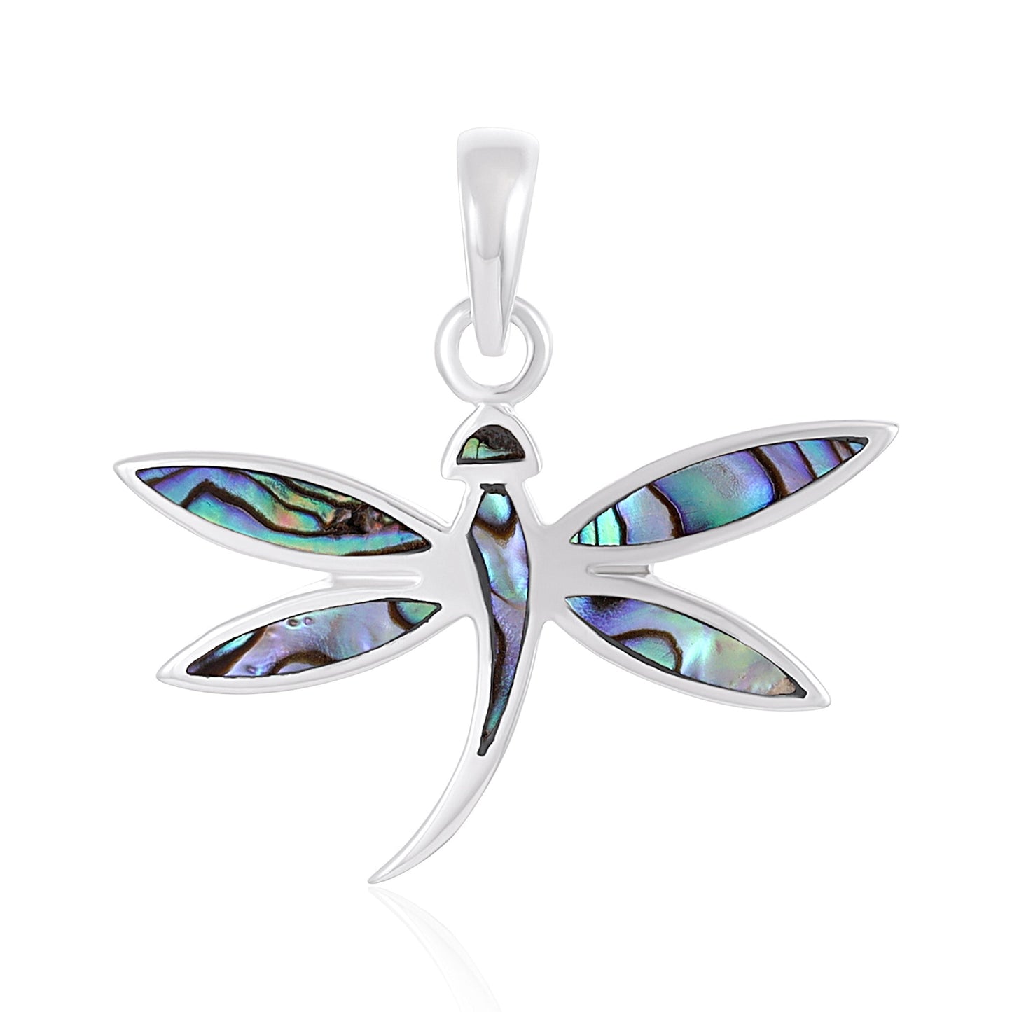 Sterling Silver Abalone Dragonfly Pendant SPD4013